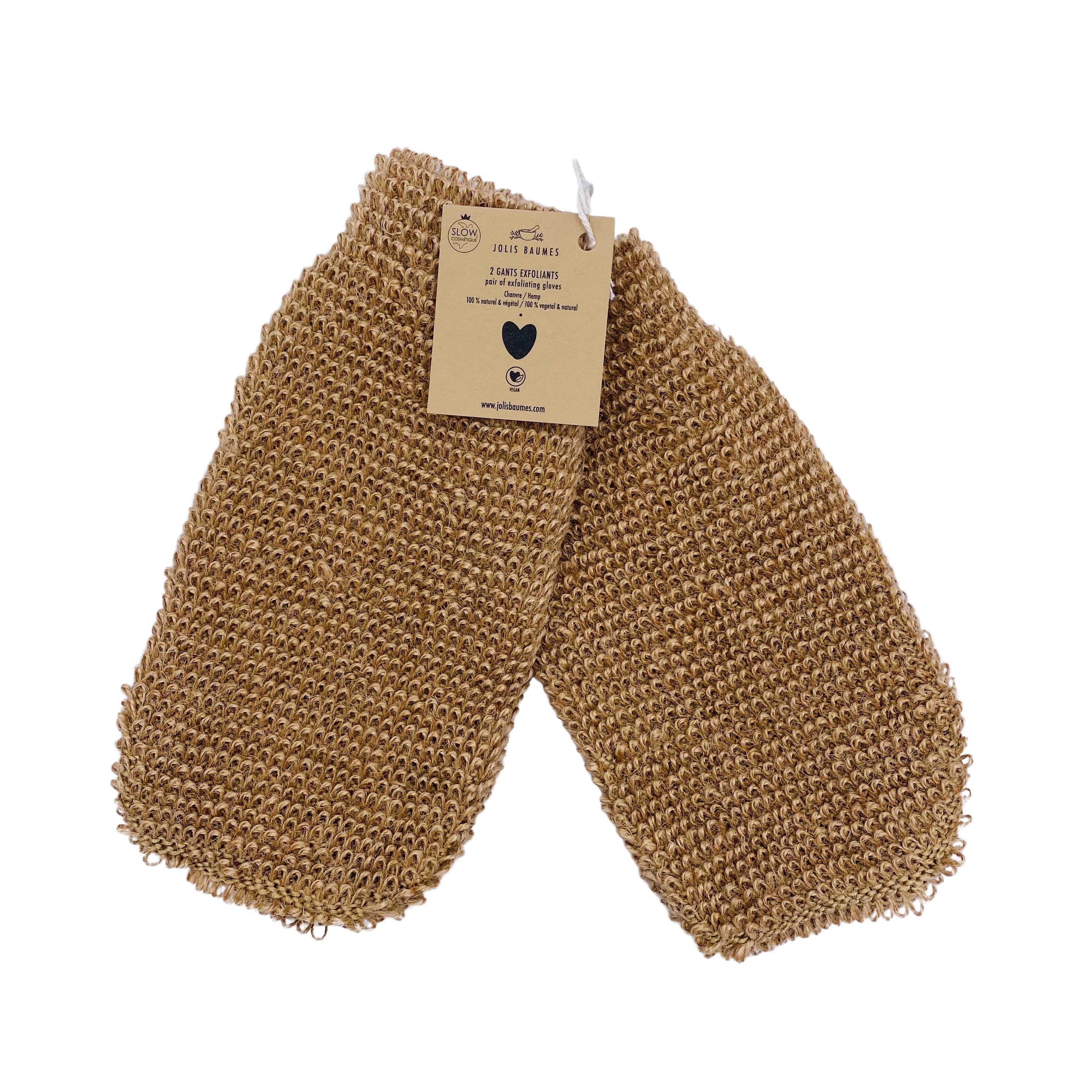 Paire de gants exfoliants en chanvre