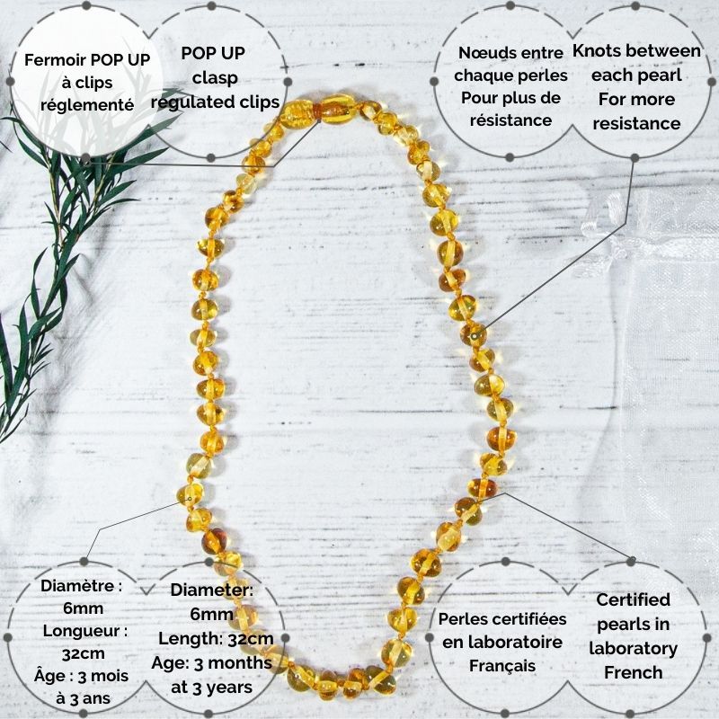 Collier Bébé Ambre - Honey (réf BN-1-12)
