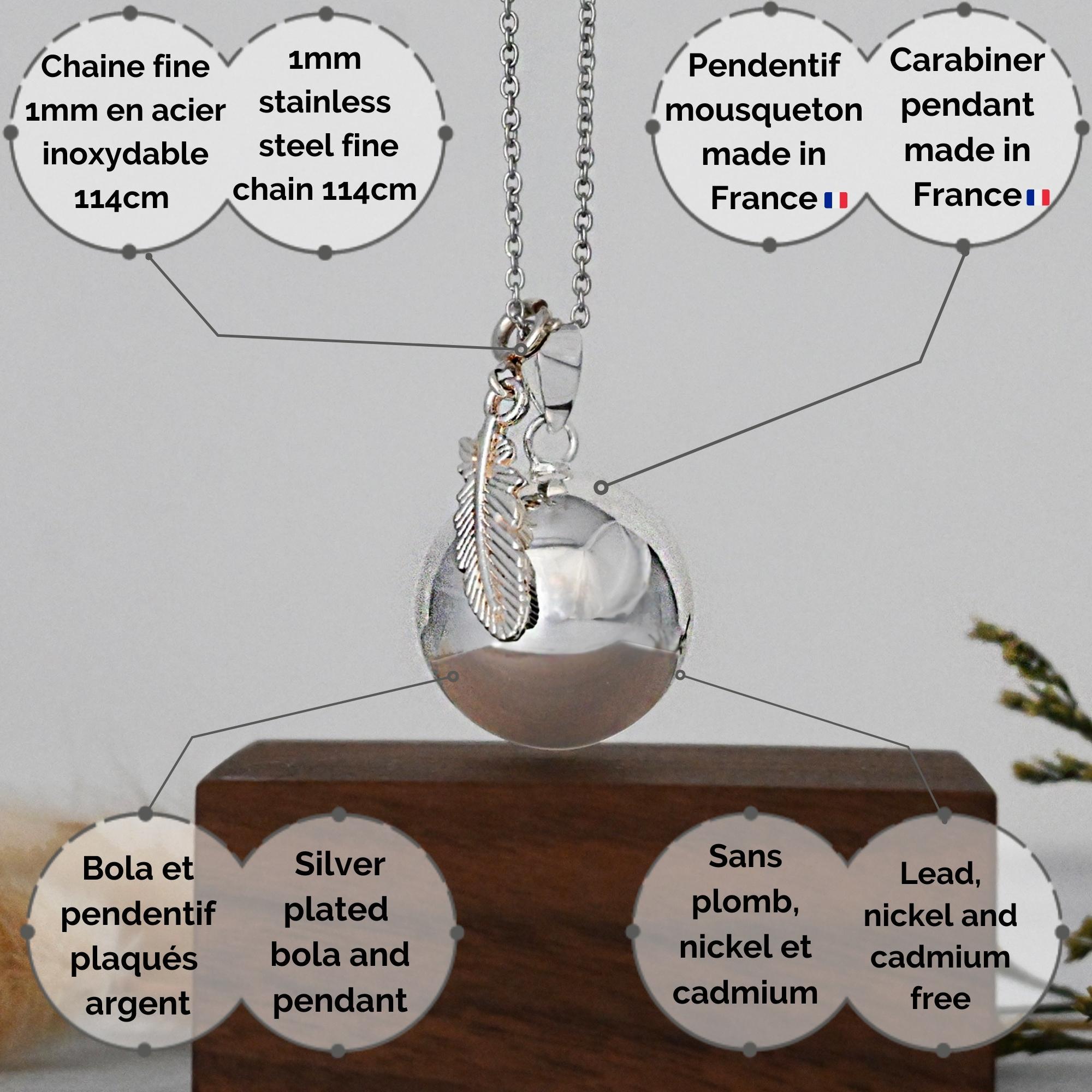 Bola de grossesse argent lisse - INDIA (Plume indienne) (réf NB1088)