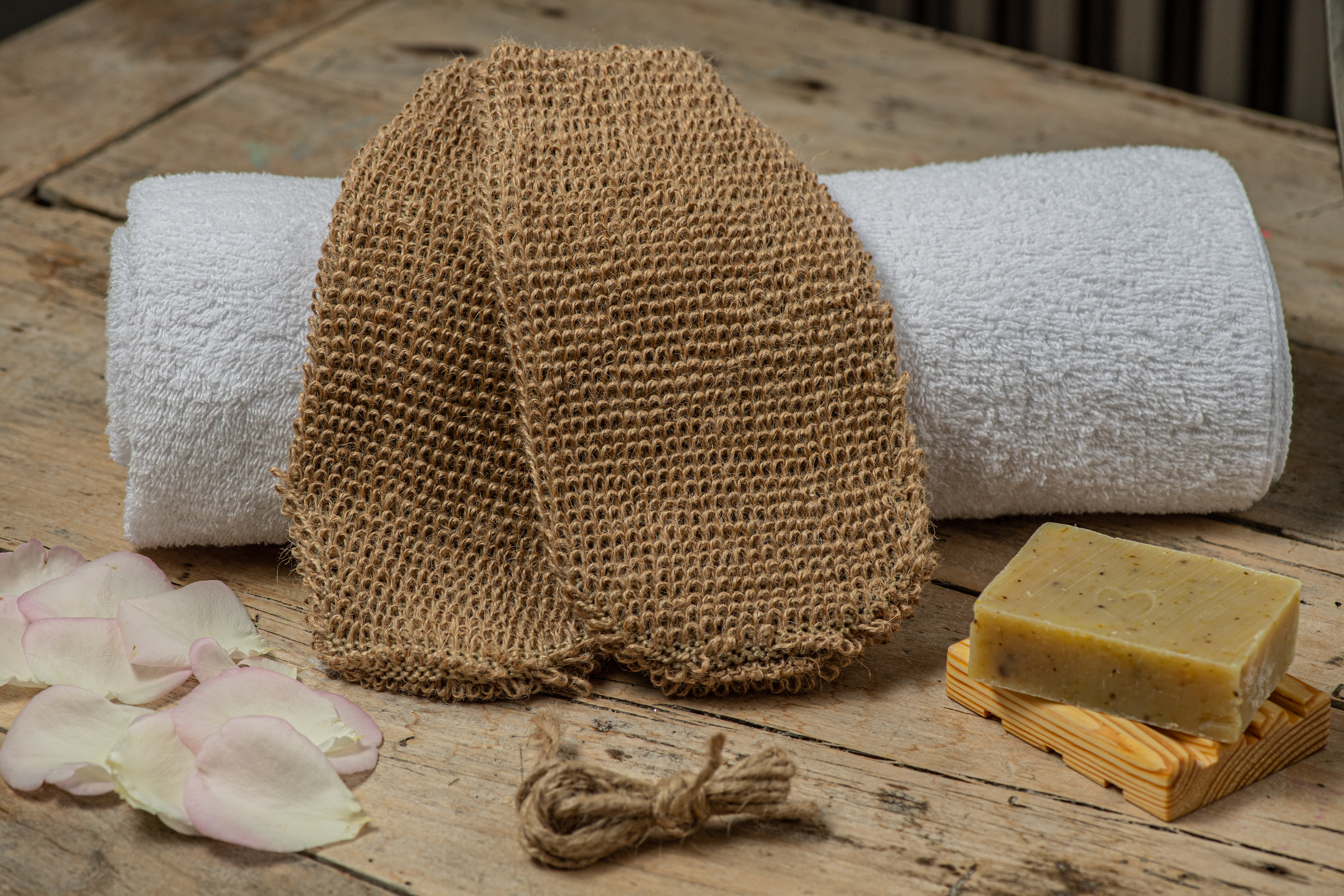 Paire de gants exfoliants en chanvre