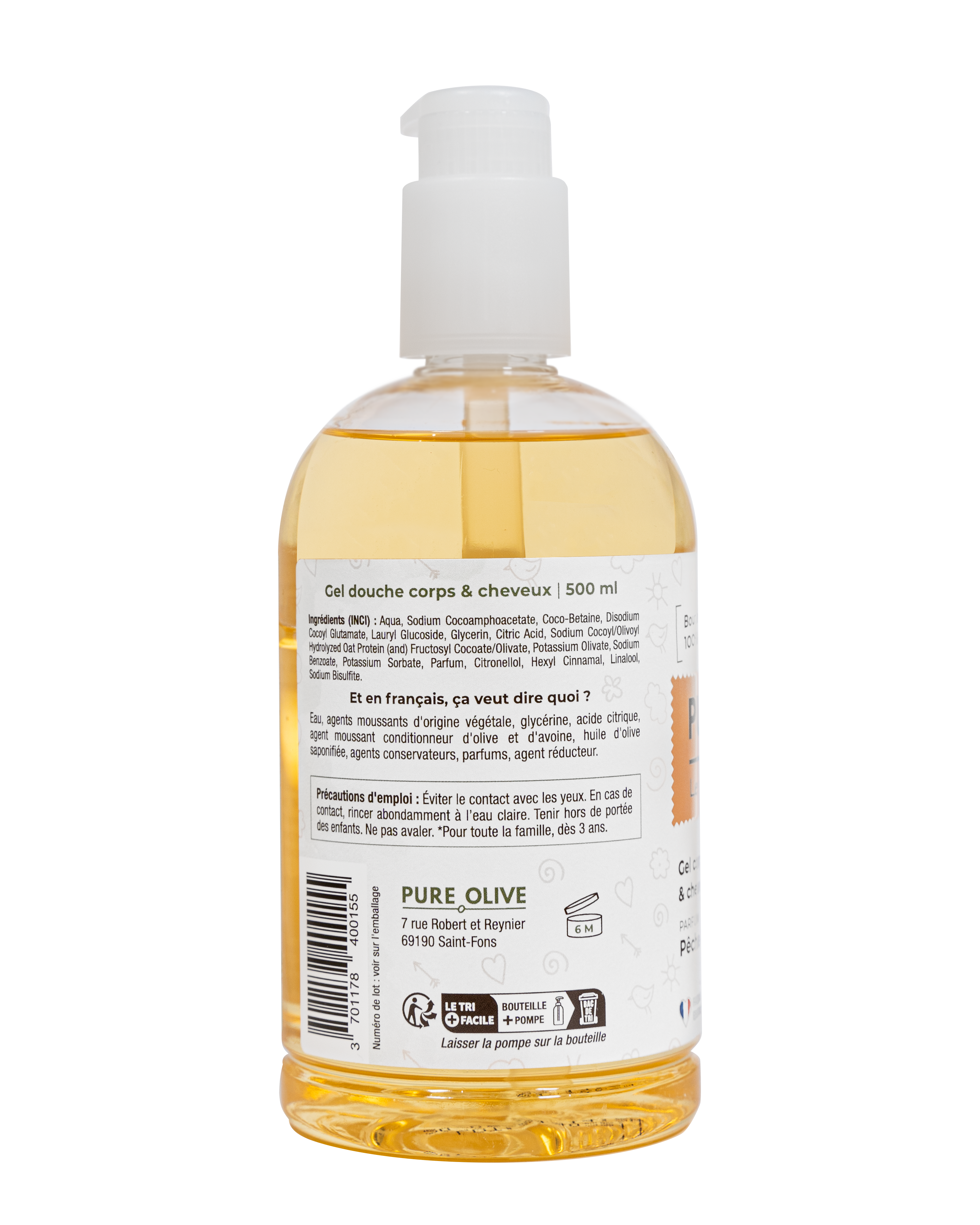 gel corps & cheveux parfum pêche & abricot 500 ml