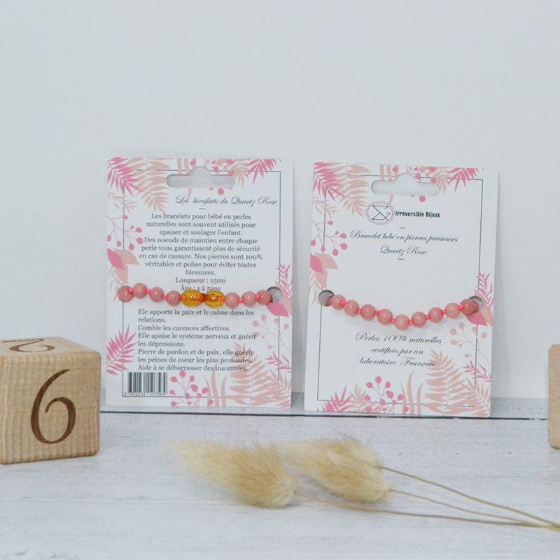 Bracelet Bébé Pierre naturelle - Quartz Rose (réf BBP1)