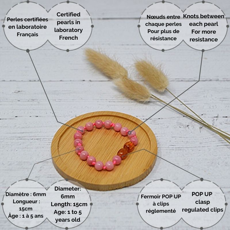 Bracelet Bébé Pierre naturelle - Quartz Rose (réf BBP1)