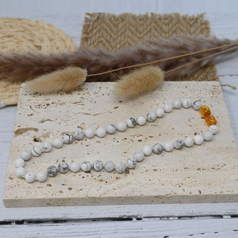 Collier Bébé Pierre naturelle - Howlite Magnésite (réf CB3)