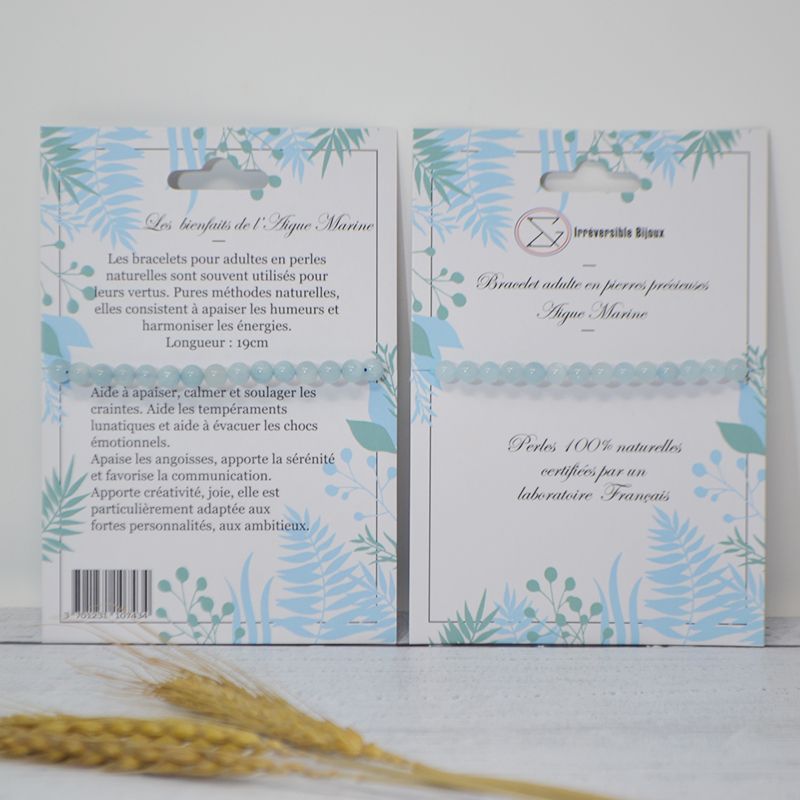 Bracelet Adulte Pierre naturelle - Aigue Marine Béryl (réf BA6)