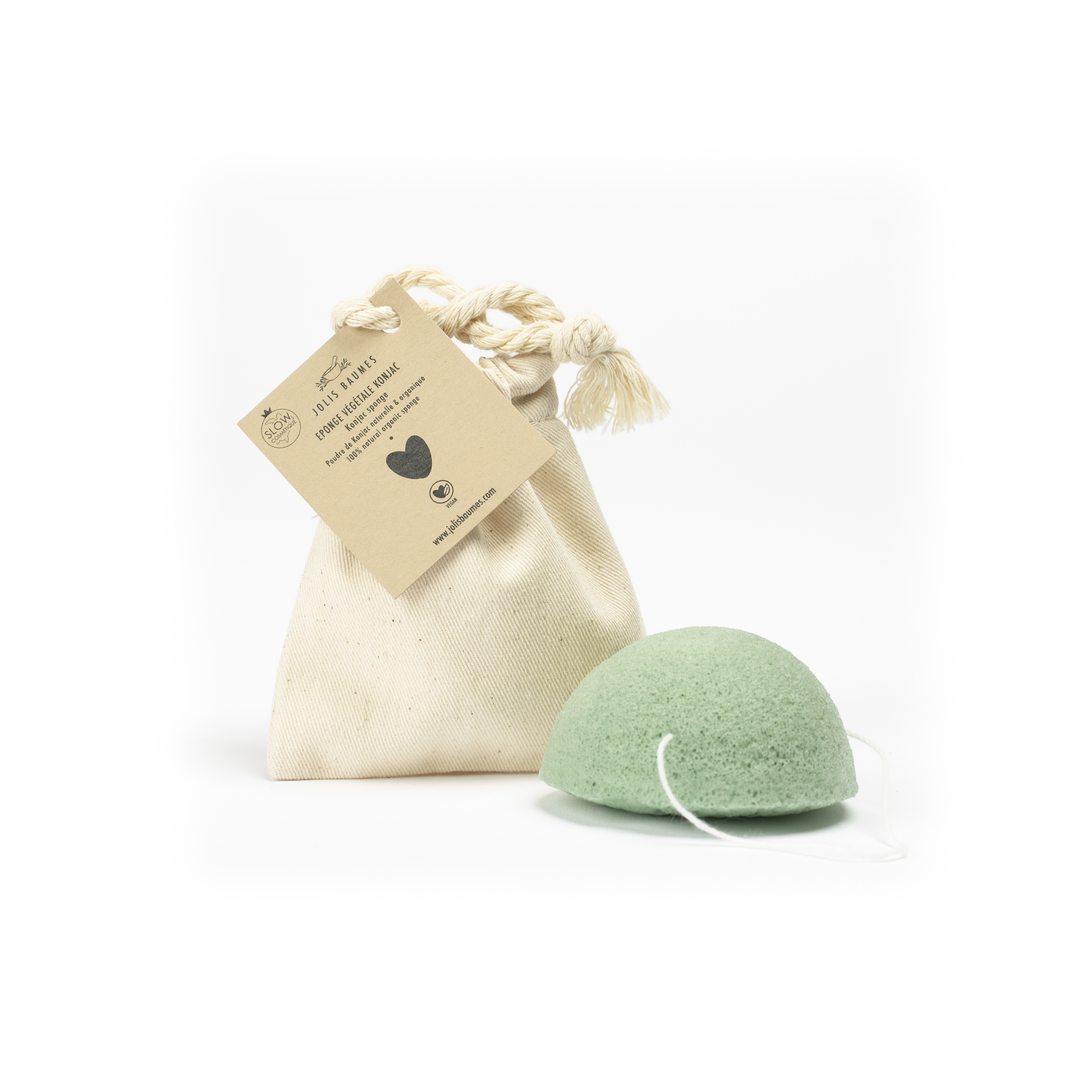Konjac verte dans sac en coton GOTS