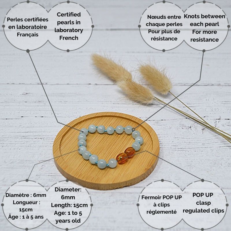 Bracelet Bébé Pierre naturelle - Aigue Marine Béryl (réf BBP6)