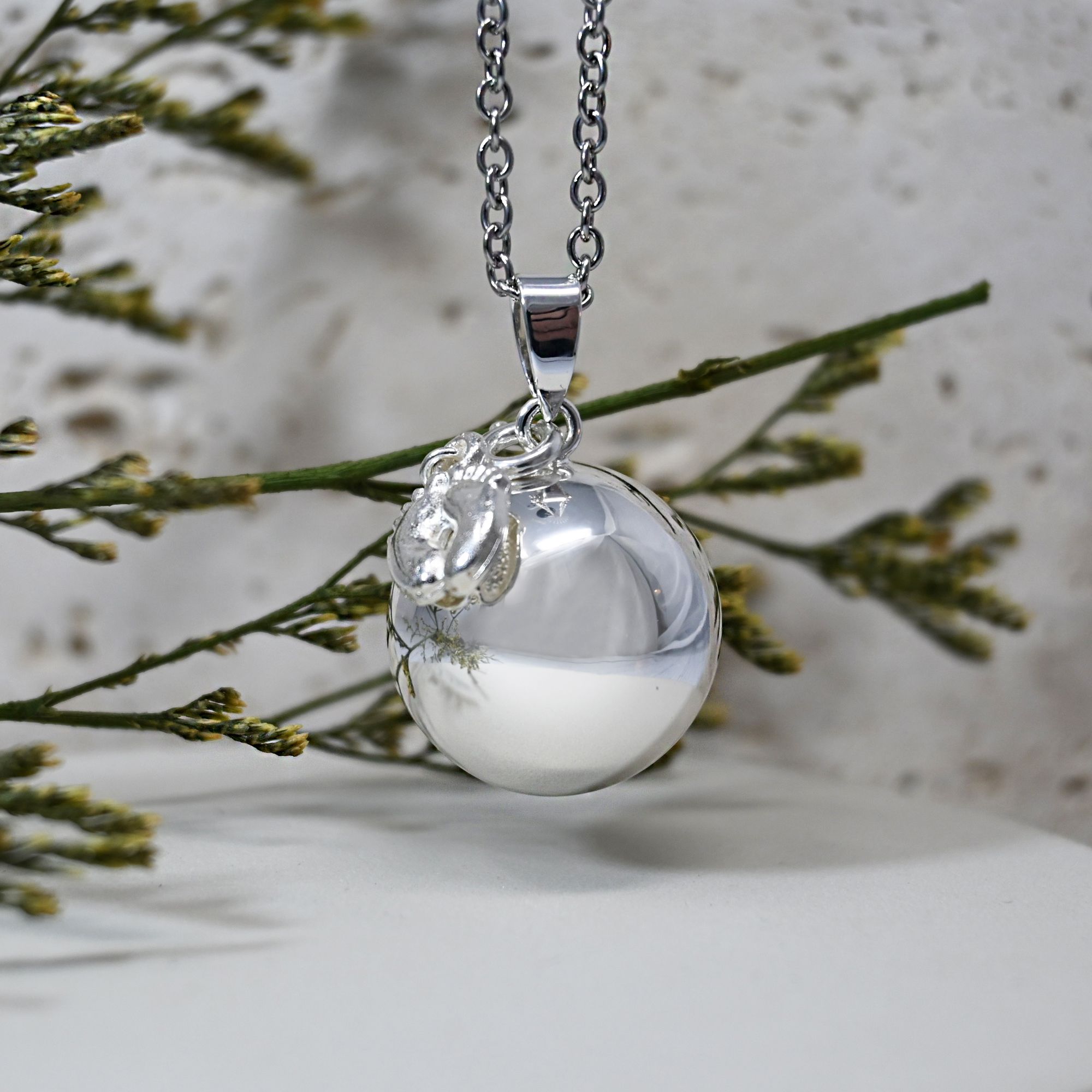 Bola de grossesse argent lisse - EVA (Pieds) (réf NB1026)