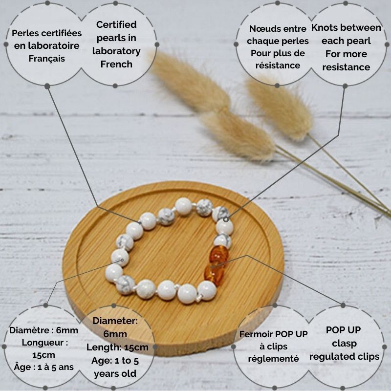 Bracelet Bébé Pierre naturelle - Howlite Magnésite (réf BBP3)