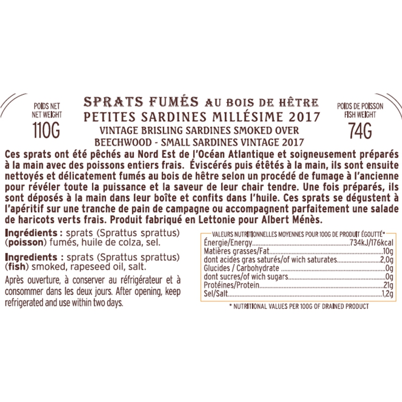 Spratz Fumés au Bois de Hêtre Millésimés (Petites Sardines) 110 g