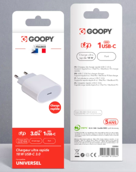 Chargeur Ultra Rapide 18W USB-C 3.0