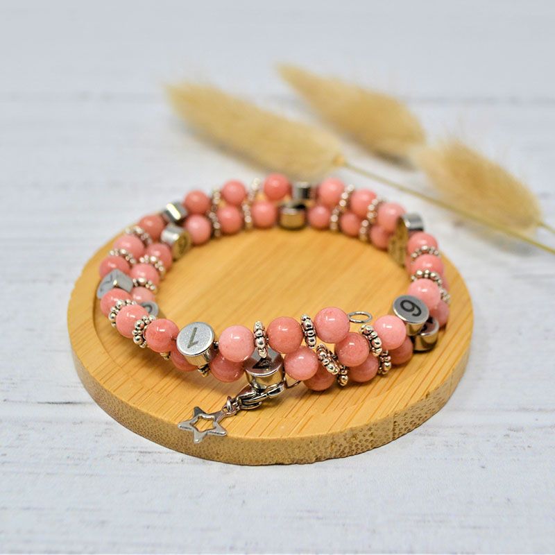 Bracelet d'allaitement pierre naturelle - Quartz rose (réf NB5044)