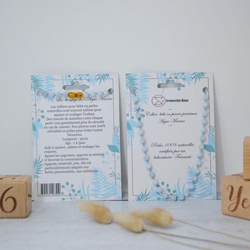 Collier Bébé Pierre naturelle - Aigue Marine Béryl (réf CB6)