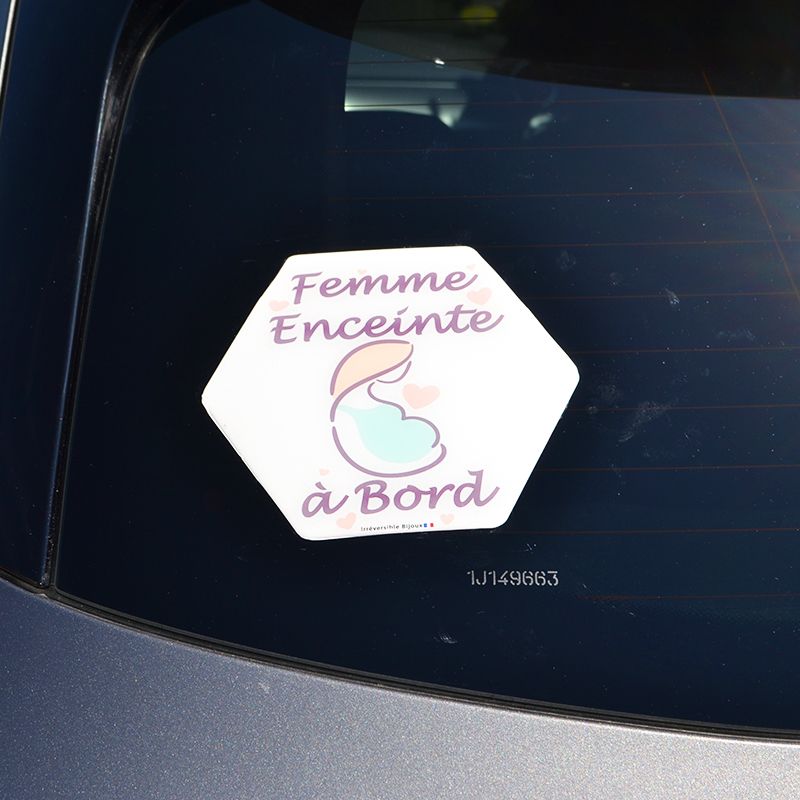 Adhésif Bébé à Bord ultra-résistant - Femme enceinte à bord (réf A010)