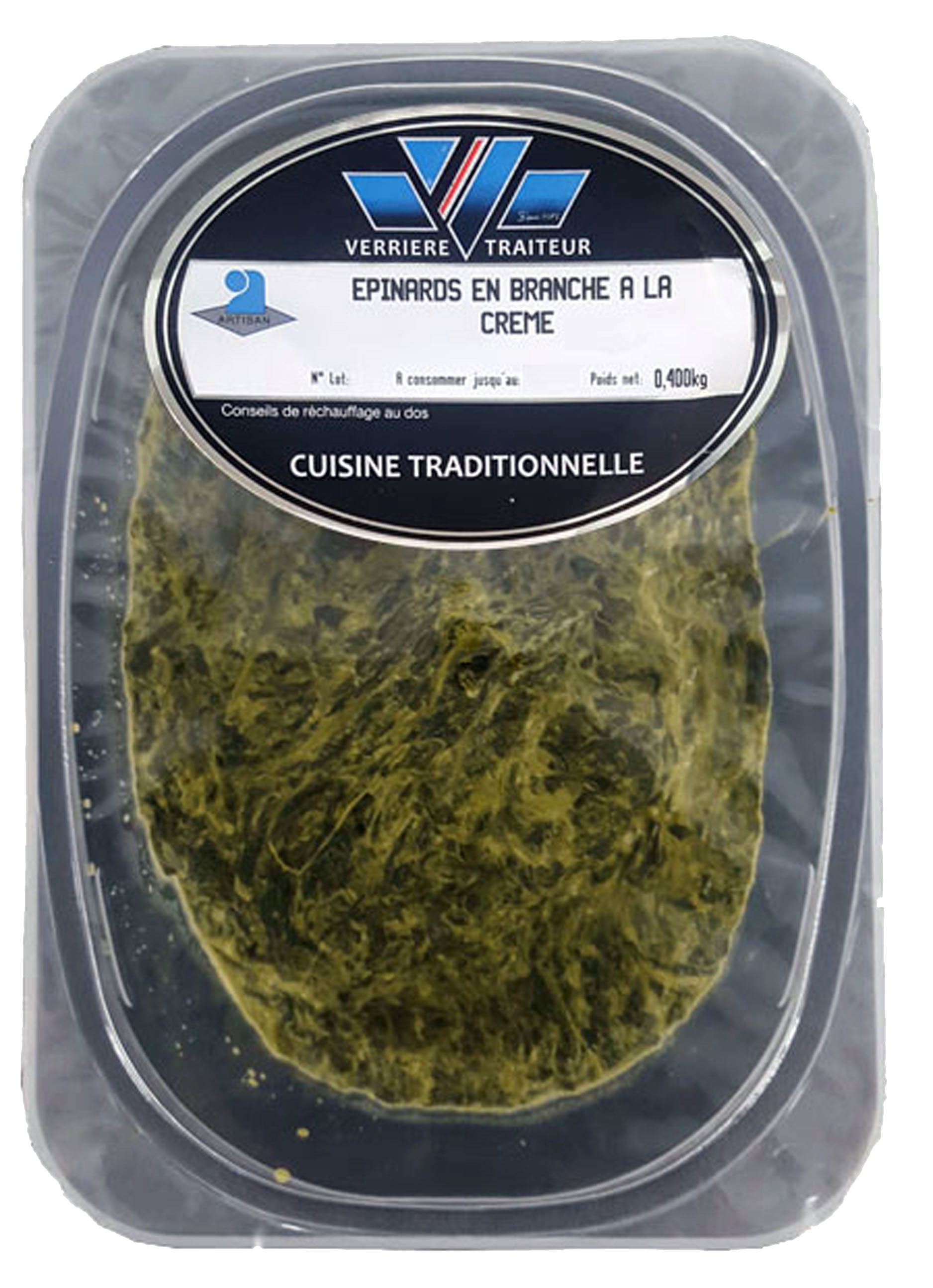 Epinards en branche à la crème 2 parts 400gr