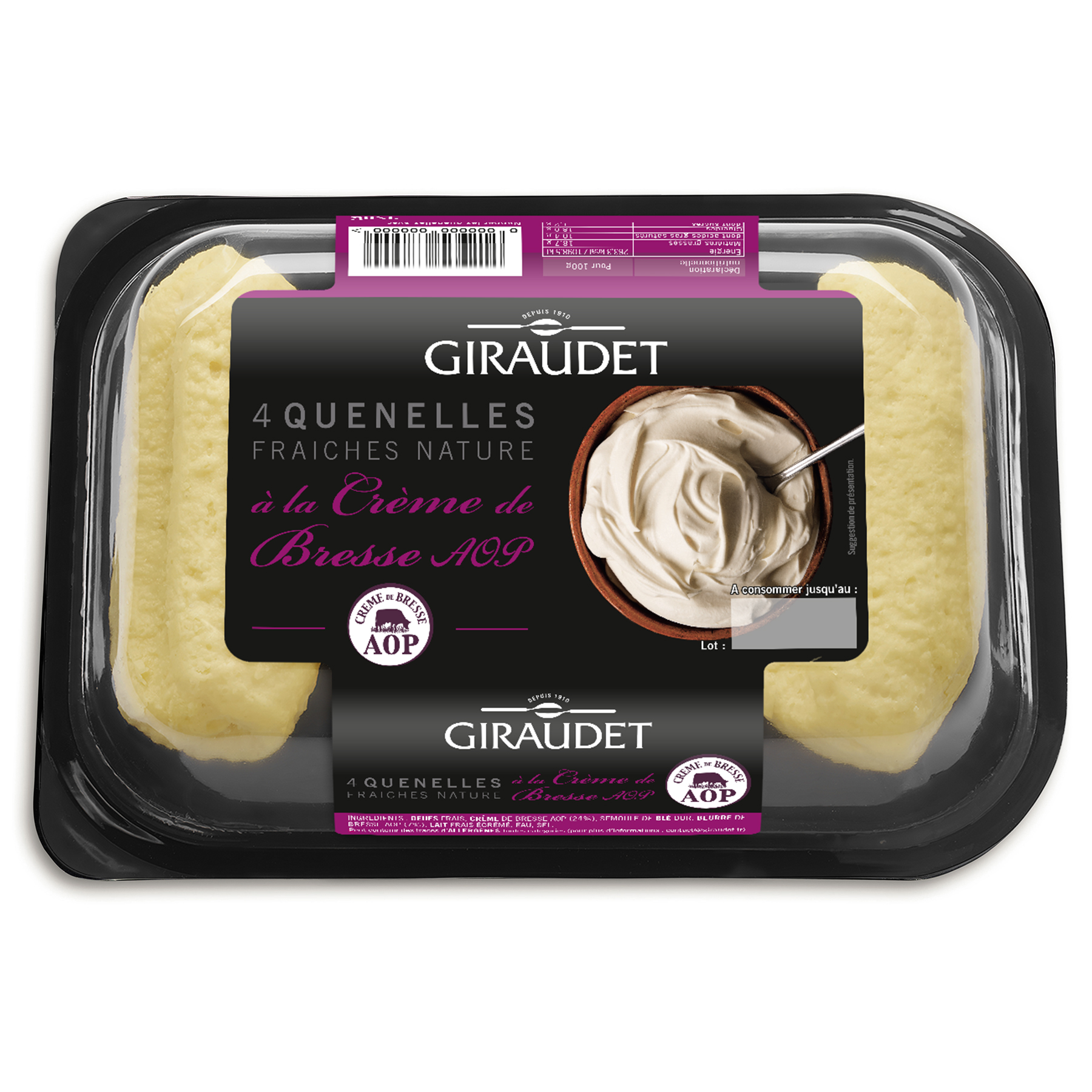 Quenelles 4x80g Nature crème de Bresse AOP