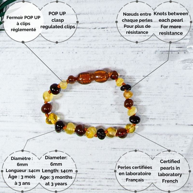 Bracelet Bébé Ambre - Multi (réf BB-1-5)