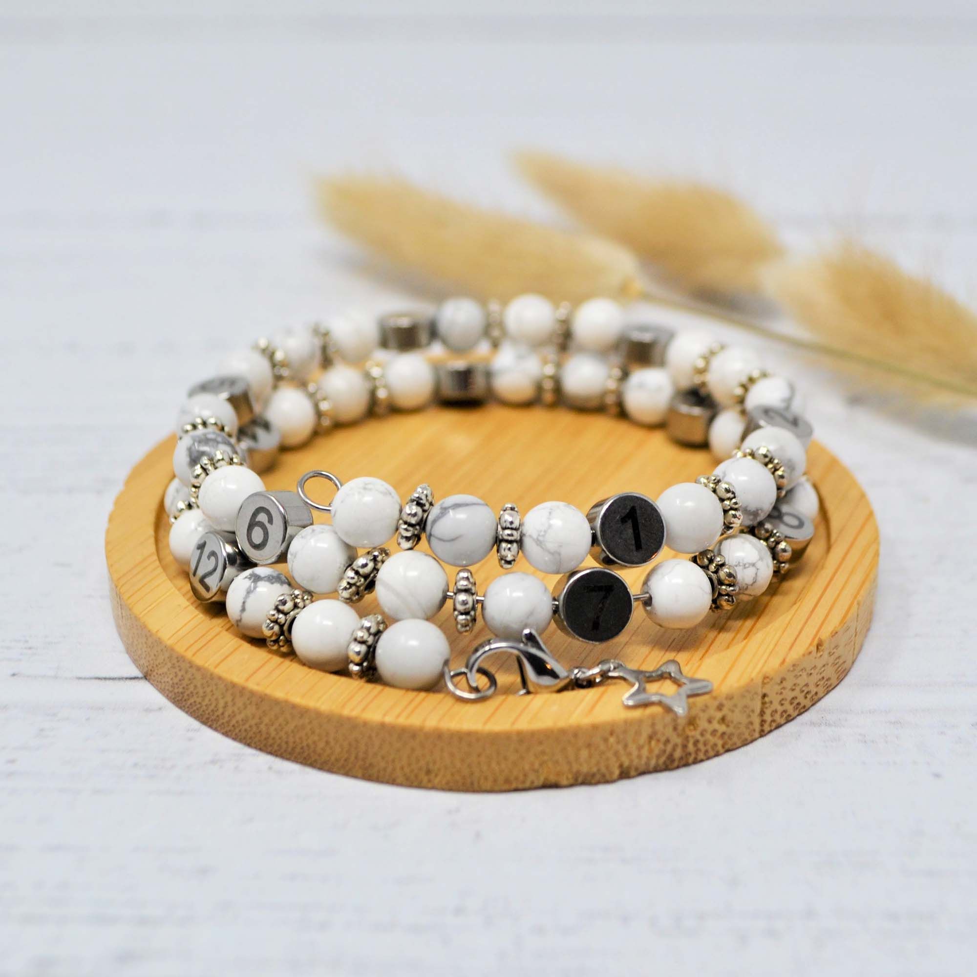 Bracelet d'allaitement pierre naturelle - Howlite Magnésite (réf NB5030)