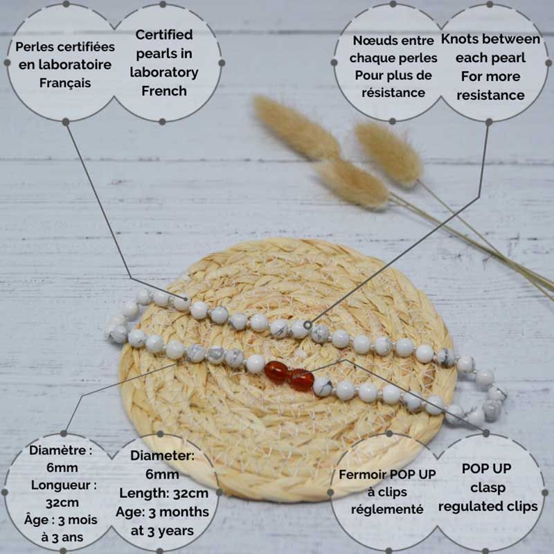 Collier Bébé Pierre naturelle - Howlite Magnésite (réf CB3)