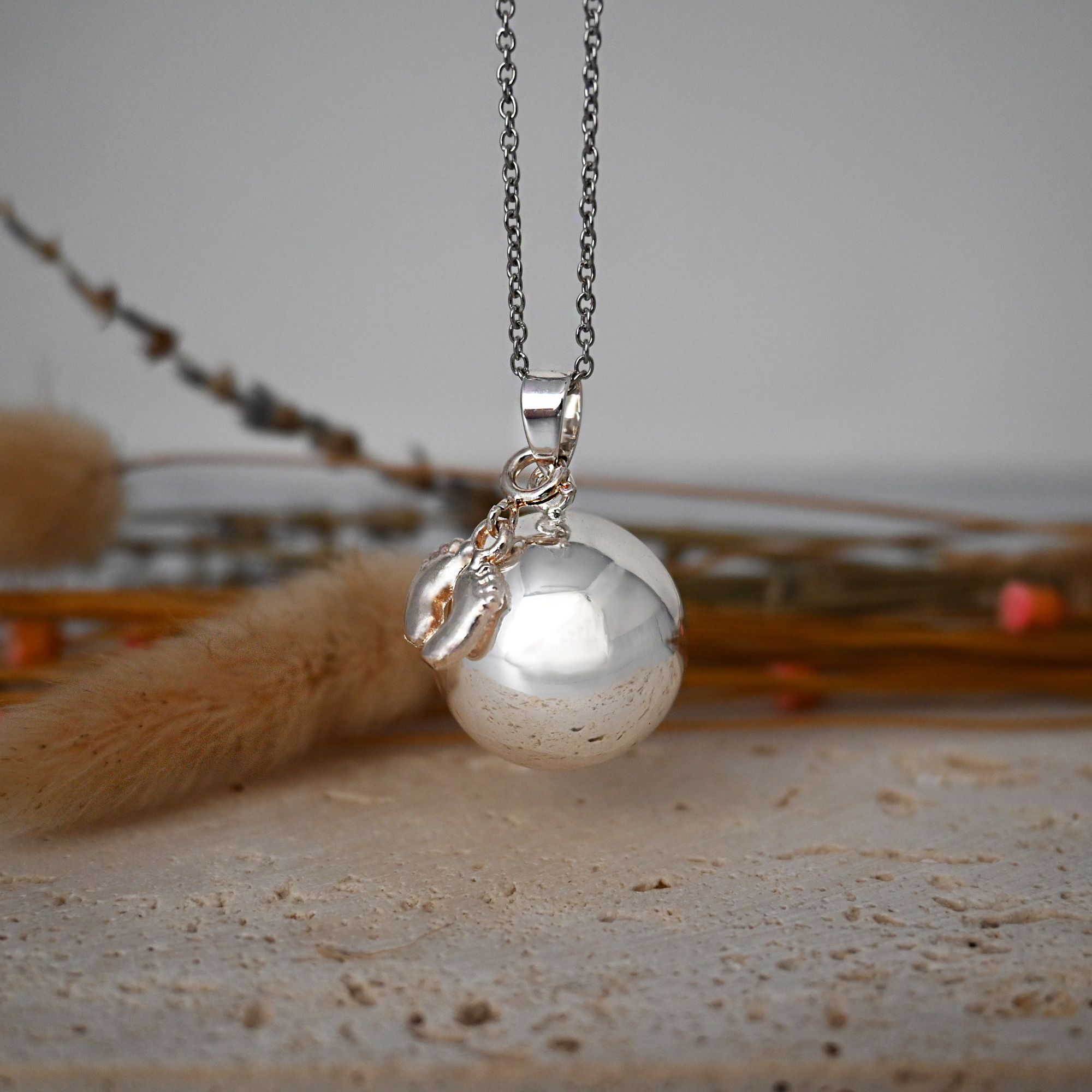 Bola de grossesse argent lisse - EVA (Pieds) (réf NB1026)