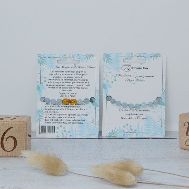 Bracelet Bébé Pierre naturelle - Aigue Marine Béryl (réf BBP6)