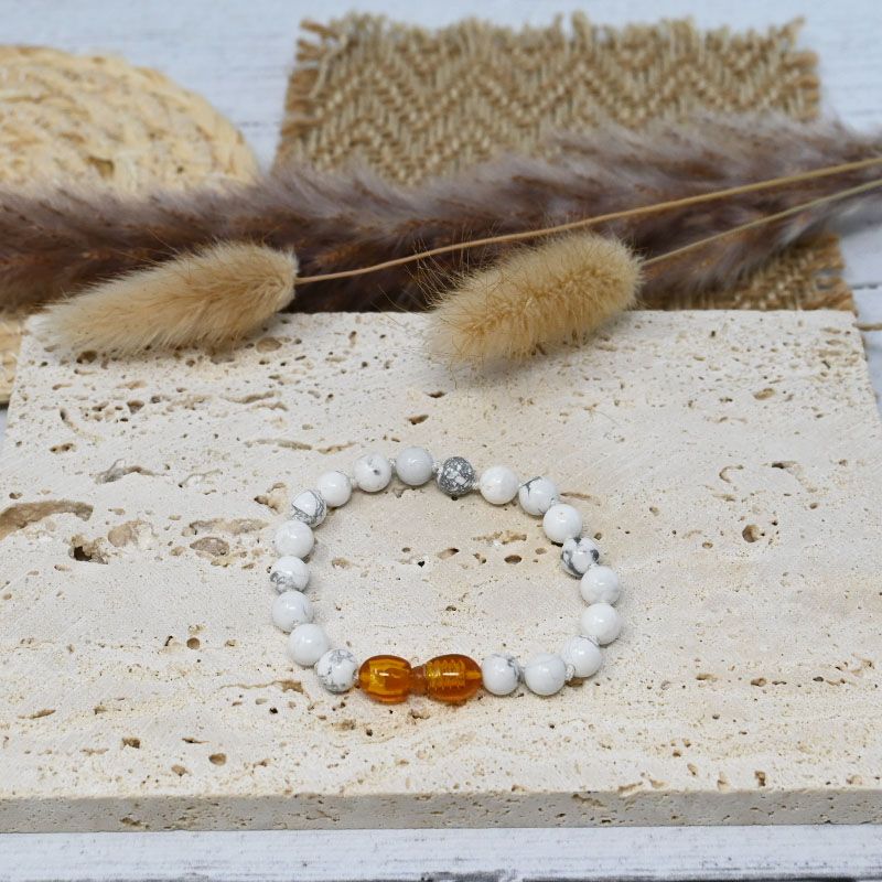 Bracelet Bébé Pierre naturelle - Howlite Magnésite (réf BBP3)