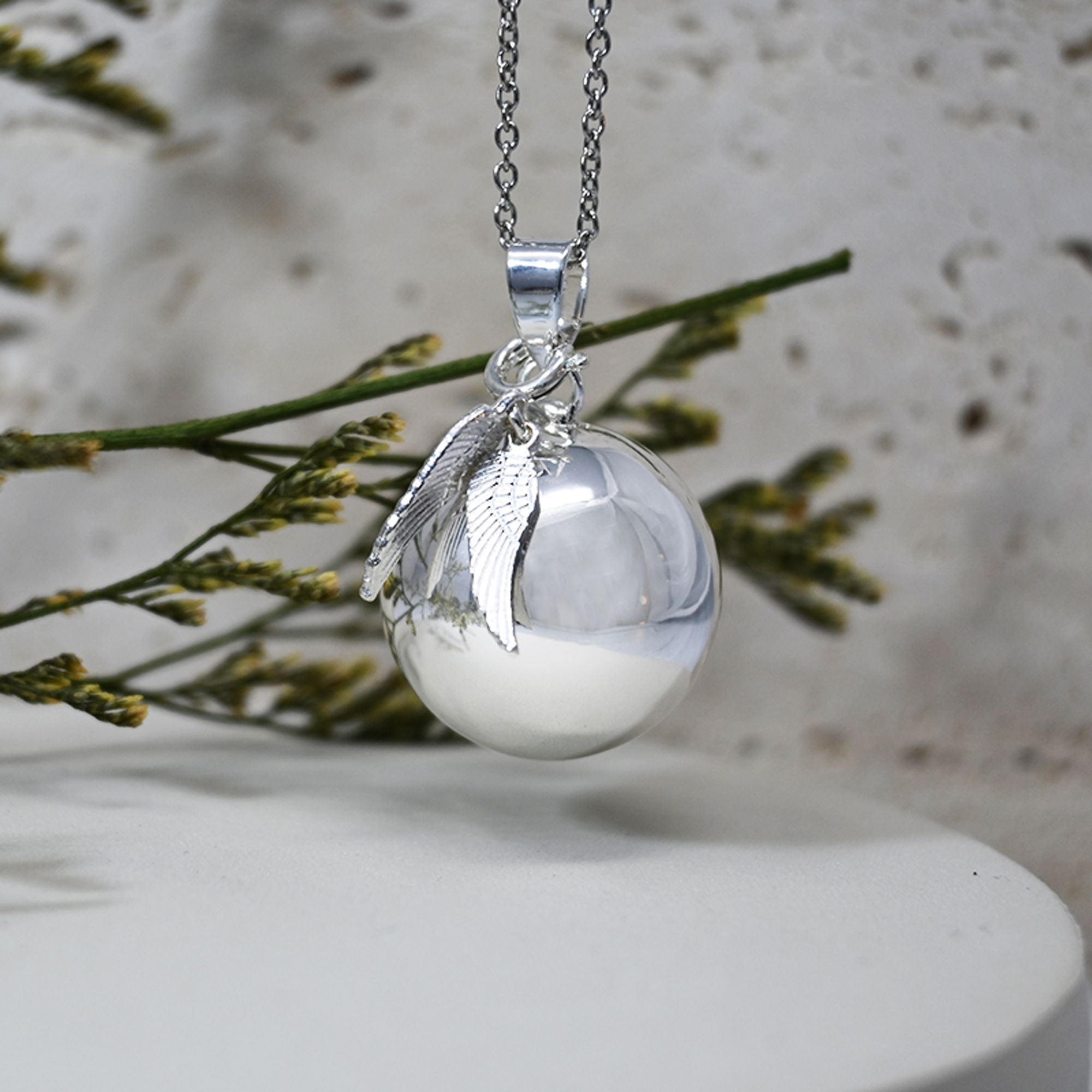 Bola de grossesse argent lisse - MANON (Ailes d'ange) (réf NB1001)