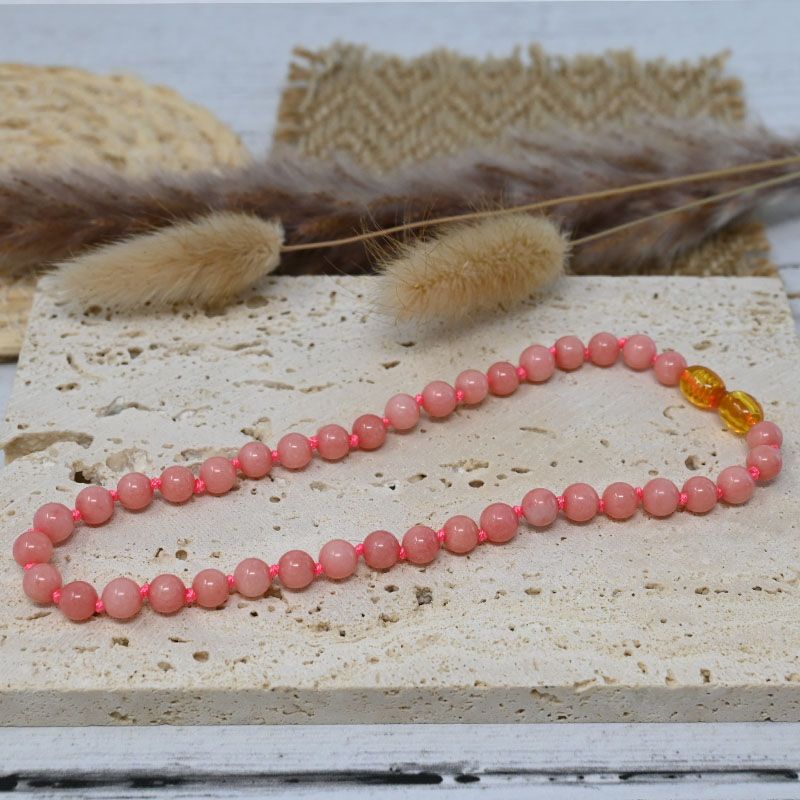 Collier Bébé Pierre naturelle - Quartz Rose (réf CB1)