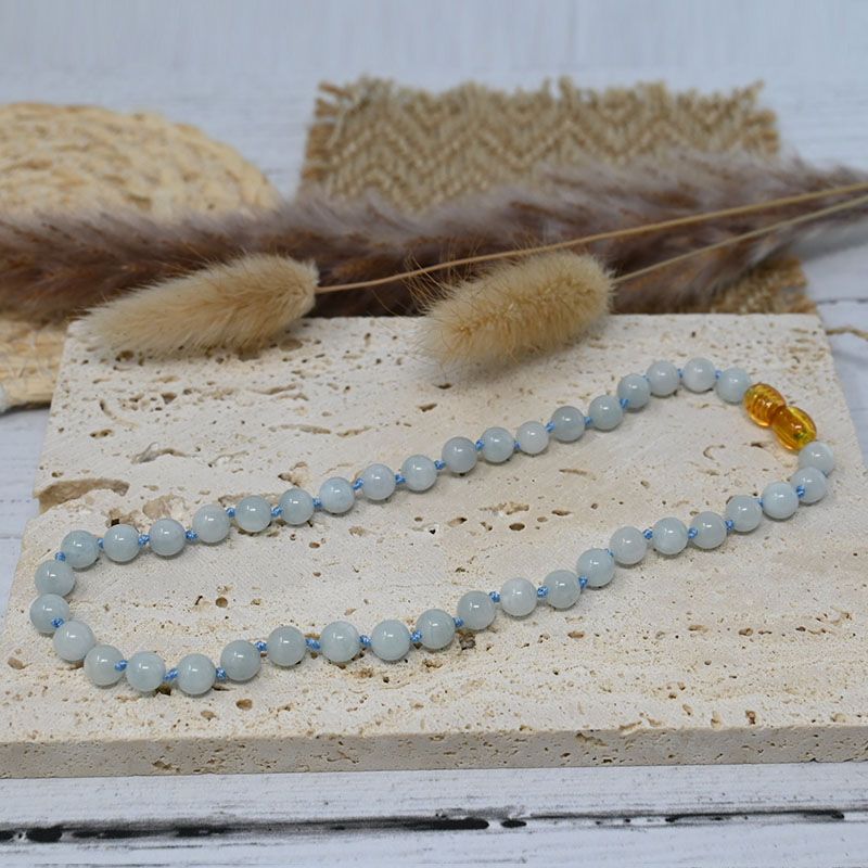 Collier Bébé Pierre naturelle - Aigue Marine Béryl (réf CB6)