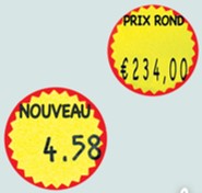 12800 Stickers Diam 35mm Jaune Fluo - Boîte de 32 rouleaux de 400 stickers