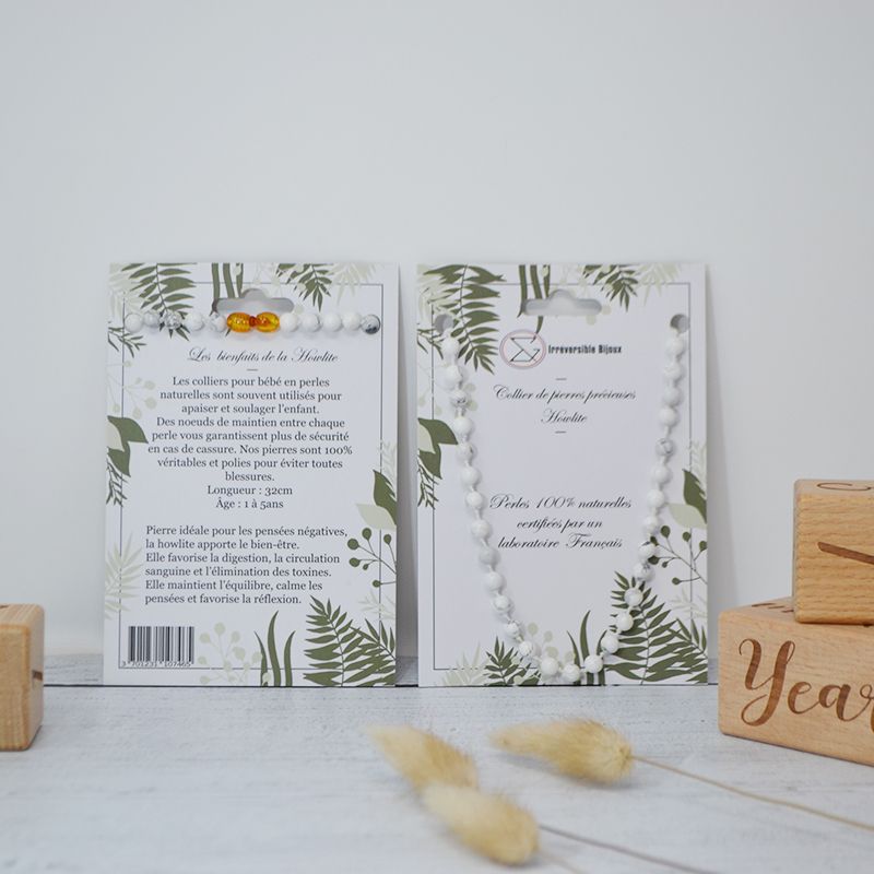 Collier Bébé Pierre naturelle - Howlite Magnésite (réf CB3)