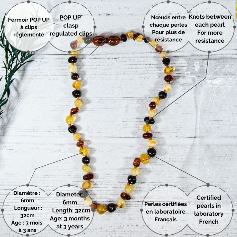 Collier Bébé Ambre - Multi (réf BN-1-5)
