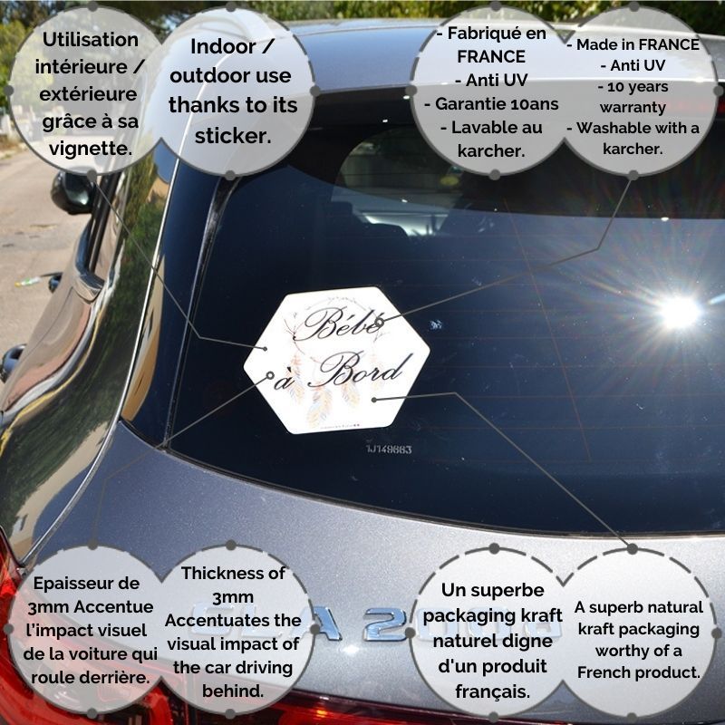 Adhésif Bébé à Bord ultra-résistant - Attrape rêve (réf A005)