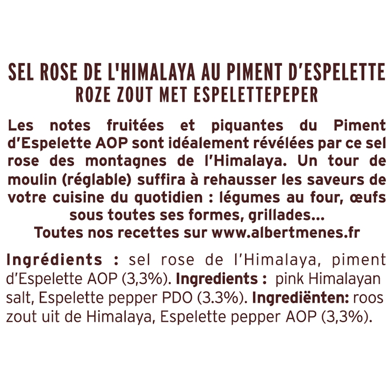 Sel Rose au Piment d'Espelette - Moulin 90 g