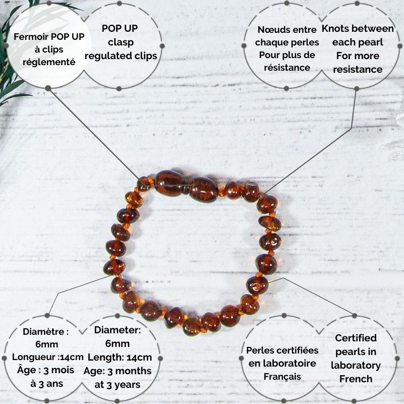 Bracelet Bébé Ambre - Cognac (réf BB-1-1)