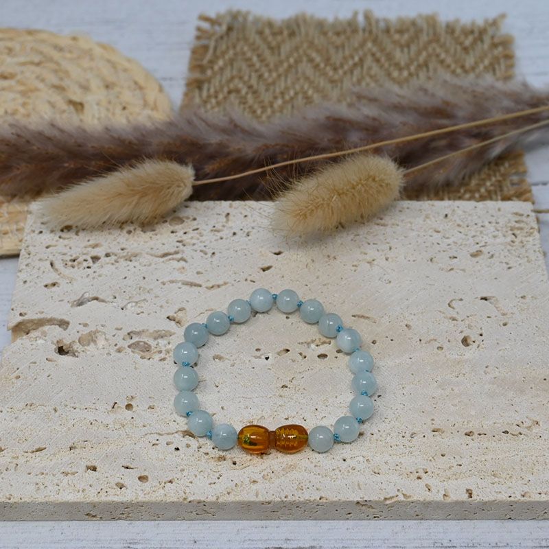 Bracelet Bébé Pierre naturelle - Aigue Marine Béryl (réf BBP6)