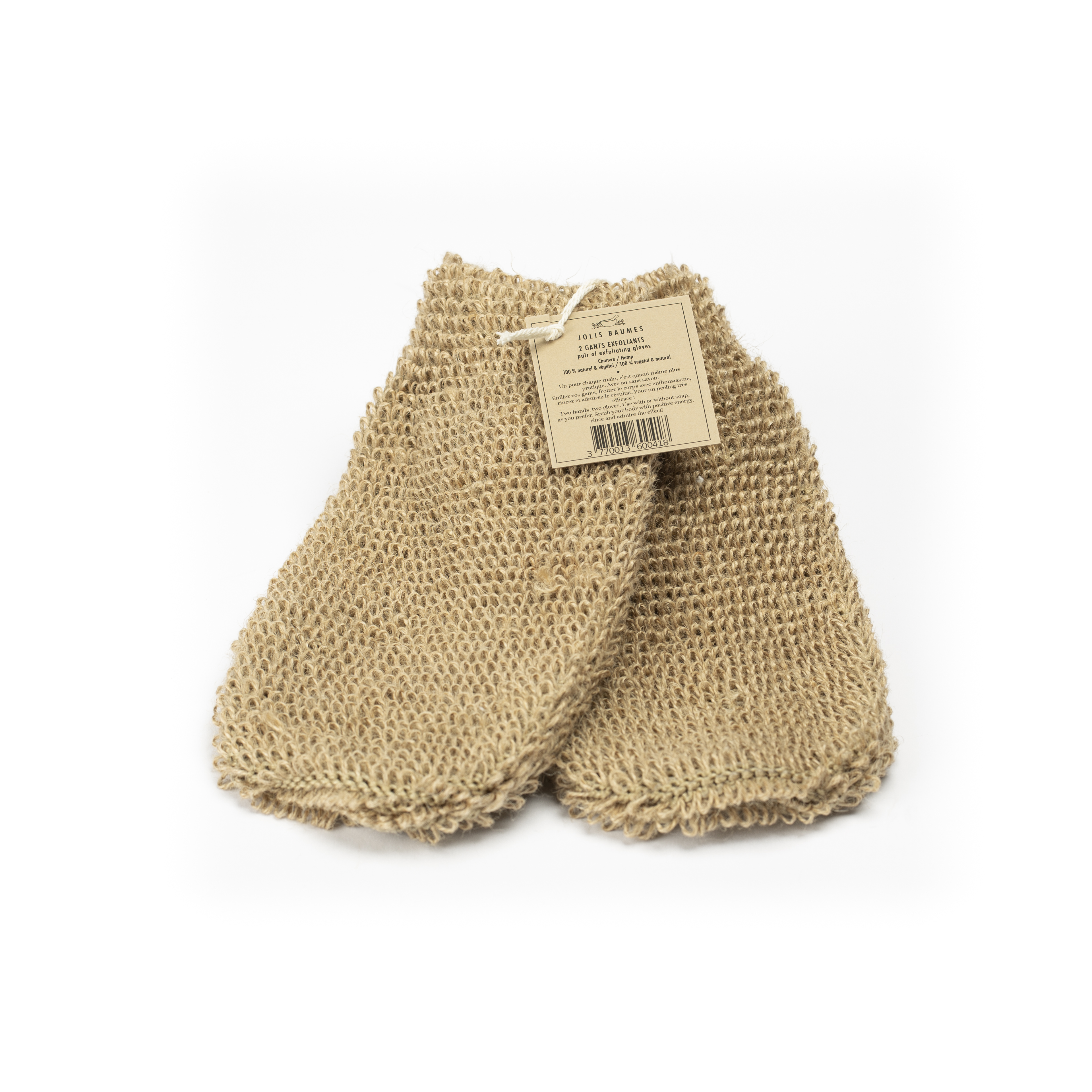 Paire de gants exfoliants en chanvre